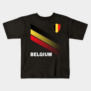 Vintage Belgium Sunflower Flag Belgium Soccer Lover Kids T-Shirt